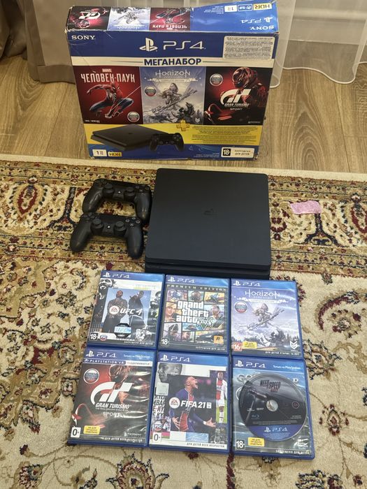 Playstation 4 slim 1 tb 2 дж и диски