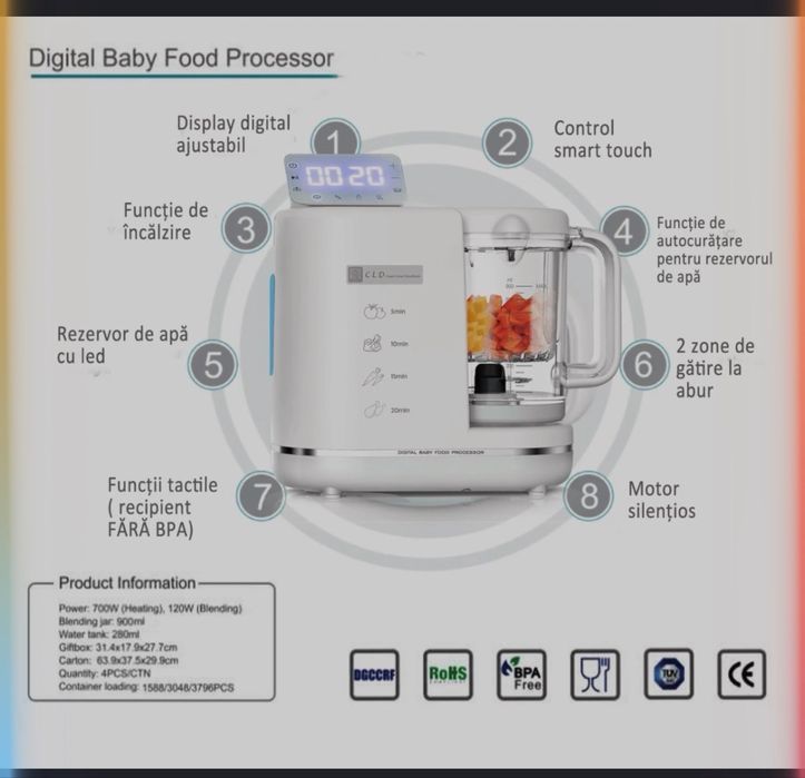 Aparat de gatit cu aburi si blender - 6 functii - CLD