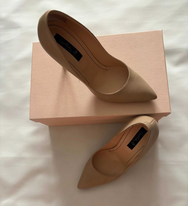 Pantofi stiletto, MUSETTE, piele bej, marimea 38