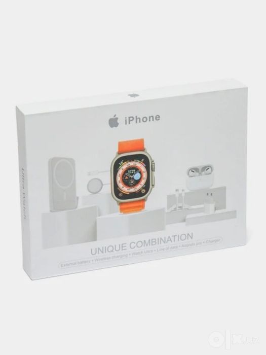 Smart Watch Ultra to‘plami | Naushnik + Powerbank + Wireless charger