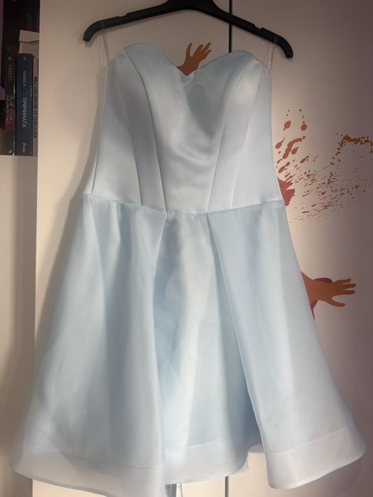 Дамска синя рокля шита по поръчка