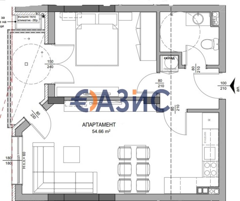 Апартамент с 1 спалня в новопостроена сграда в Несебър, България, 59,63 кв. м, 155040 евро #33654214