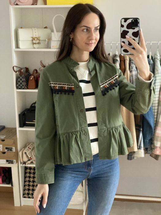 Тънко маслено зелено пролетно яке Reserved