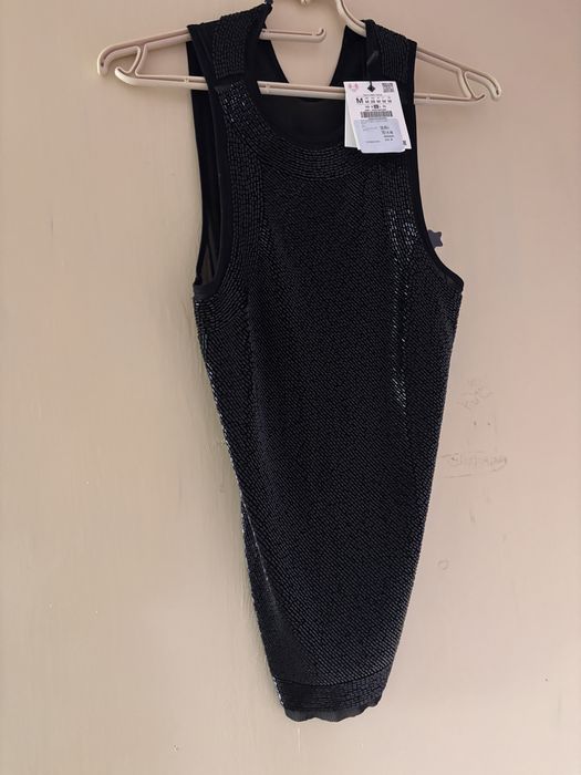 Нов топ с мъниста Zara, с етикет, размер М