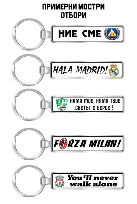 Ключодържател с регистрационен номер и надпис послание