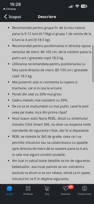 Vând Scaun bebe.. Nuna, cu isofix.