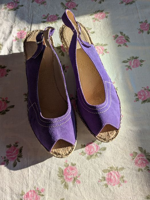 Sandale dama din piele întoarsă mov mărimea 41