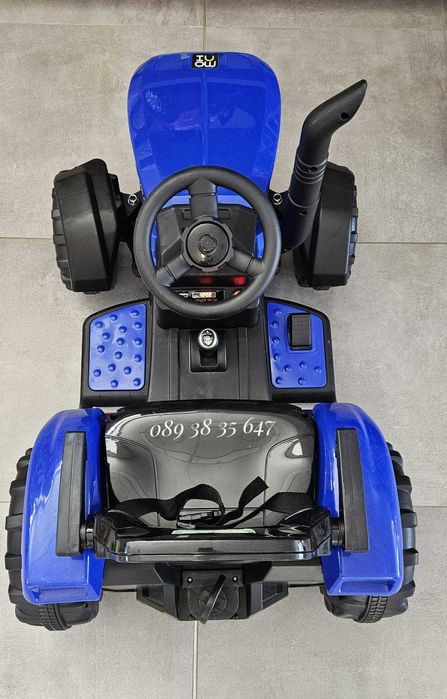 НОВО!Акумулаторен трактор с ремарке Rancher BLUE с 12V,дистанционно