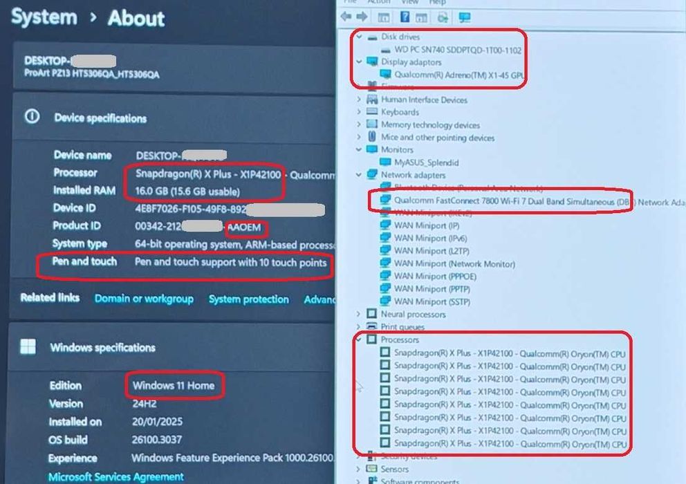 ASUS ProArt PZ13/3K OLED Touch 100%DCI-P3/Snapdragon X Plus/16 RAM/1TB
