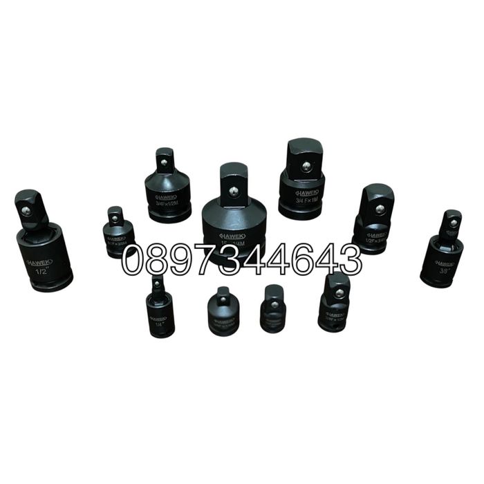 Ударни адаптери – преходници и карета за гедоре 11 части HAWEK