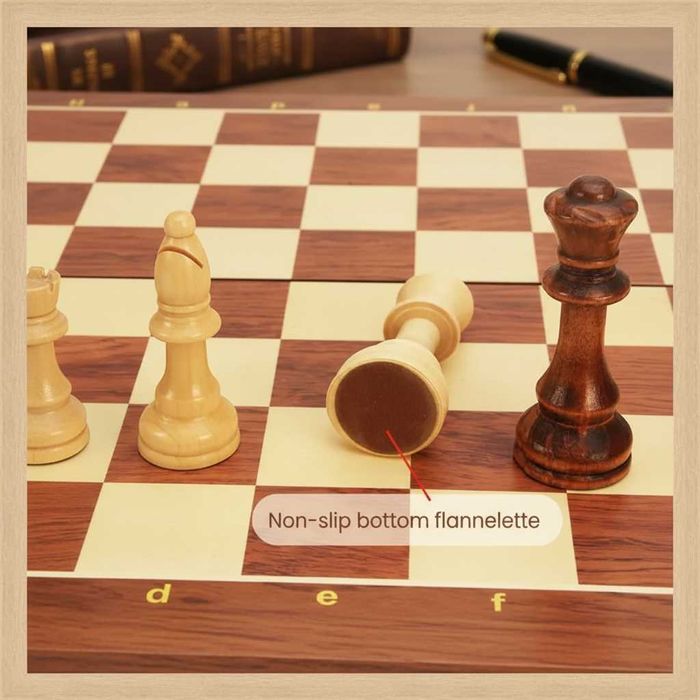 Set sah lemn premium pliabil 29x29cm depozitare cu spatii individuale