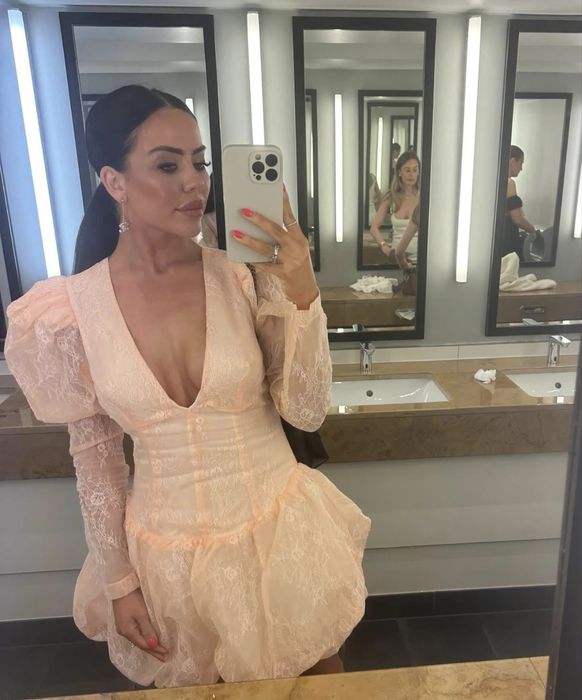 Rochie Asos luxe roz pal mini maneci bufante