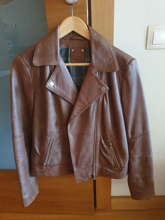 Кафяво кожено яке Massimo Dutti