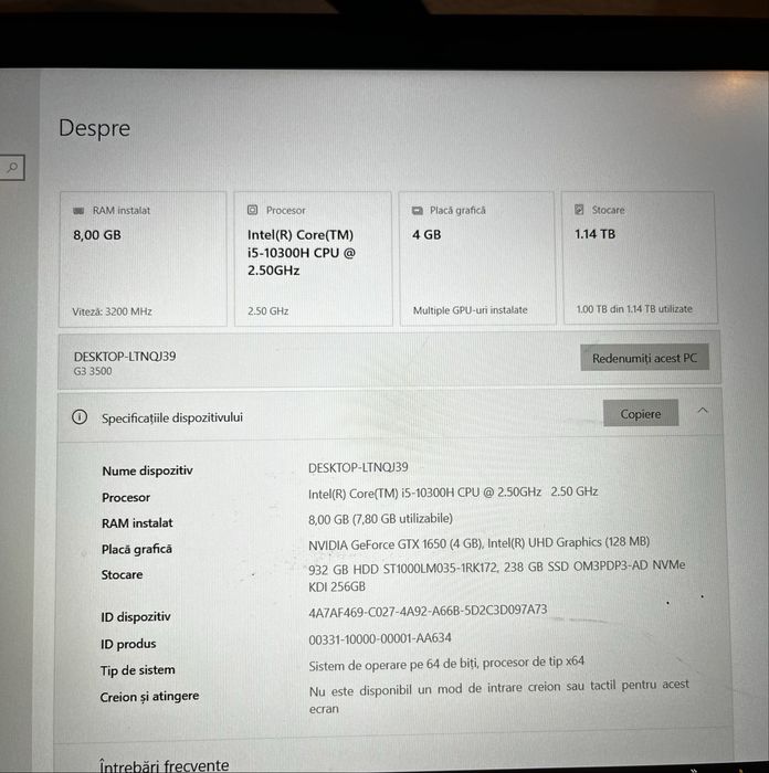 Laptop Gaming Dell g3 3500