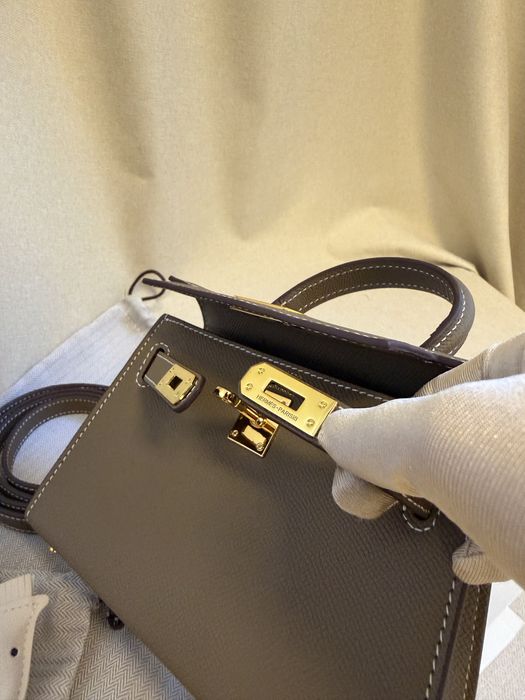 Geanta hermes kelly mini taupe- produs in stoc