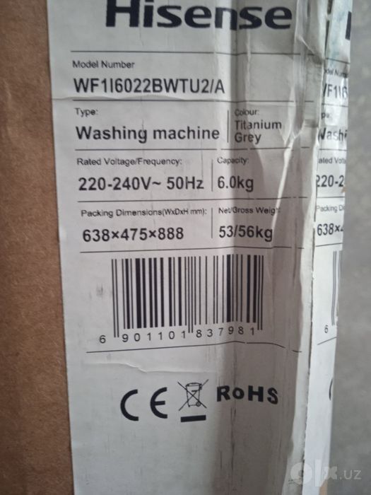 Hisense 6 kg li yangi kir moshin
