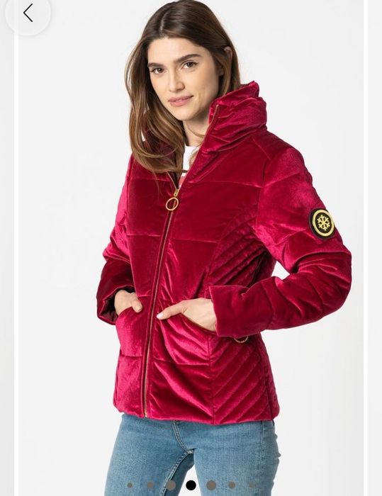 Разпродажба- Зимно яке от кадифе – цвят Бордо