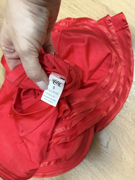 Червена пола за танци с волани Aita (Румба, ча ча, самба)