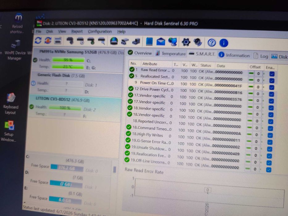ssd Nvme Liteon 500GB viata 100%