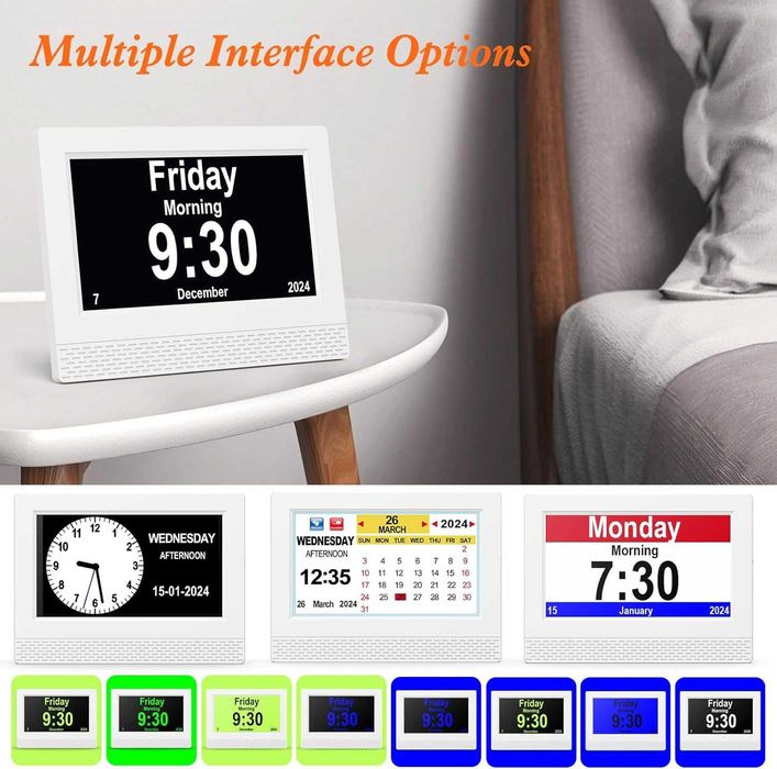 Фоторамка, часовник, календар с голям екран Ykall, 7" HD дисплей