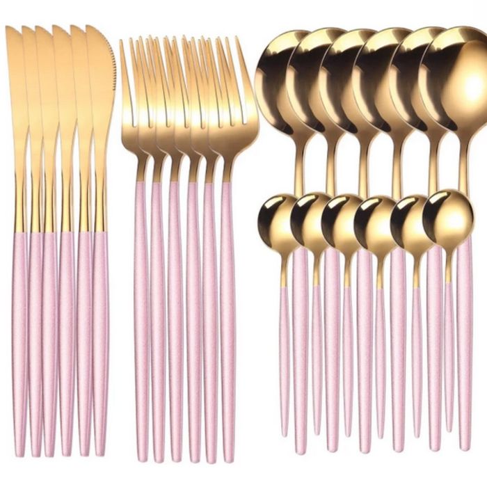 Комплект прибори за хранене от 24 части с луксозен дизайн и магнитна к