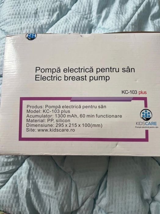 Pompa de san electrica cu acumulator,kidscare, kc 130 plus  60 min, folosita doar la spital, pt viitoare mamici de bebe