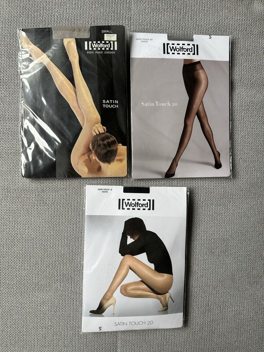 Wolford Satin Touch 20 tights - black, beige and silver grey