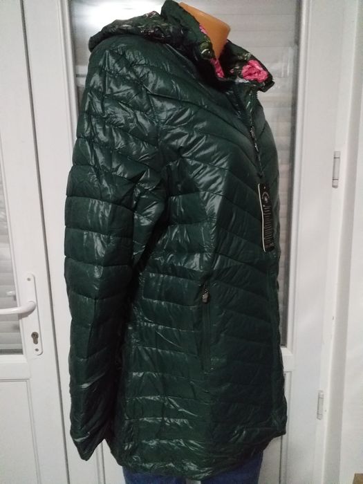 Geacă damă cu două fețe multicoloră și iubi.