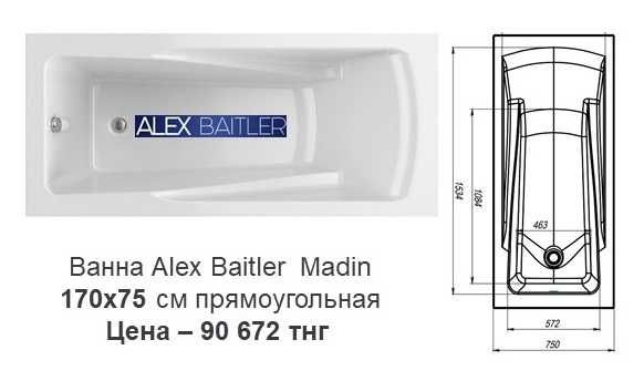 Акриловые ванны 170 см