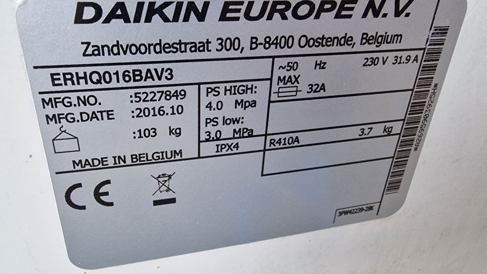 Daikin altherma ERHQ016BAV3 външно тяло  16kw термопомпа