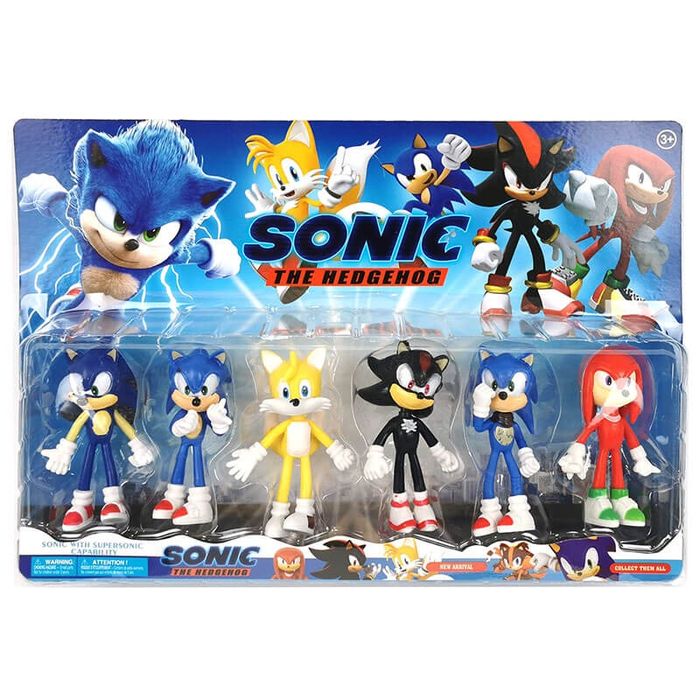6 Броя Голям Комплект фигурки Соник Sonic Фигурки