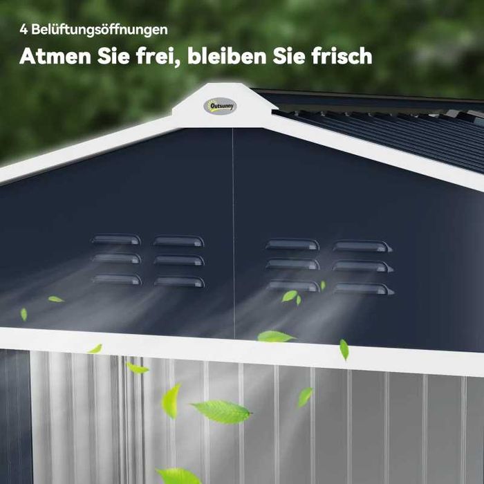 Слънчев метален градински навес с плъзгащи се врати и вентилационни прозорци, 277 x 195 x 192 см
