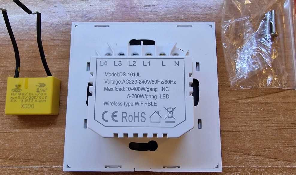 WiFi смарт ключ за осветление единичен, двоен без нула Tuya Smartlife