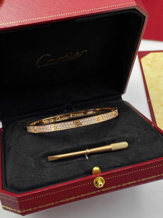 Brățară Cartier LOVE 19 Rose Gold 585 model slim full diamond