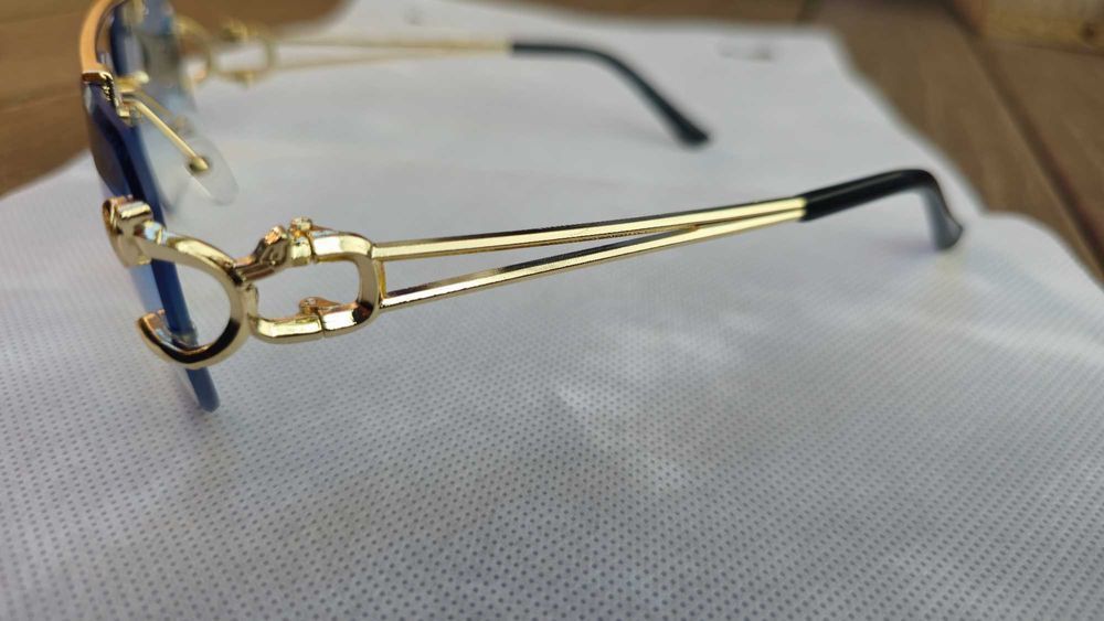 Ochelari de soare Cartier Rimless 8809 lentila albastra