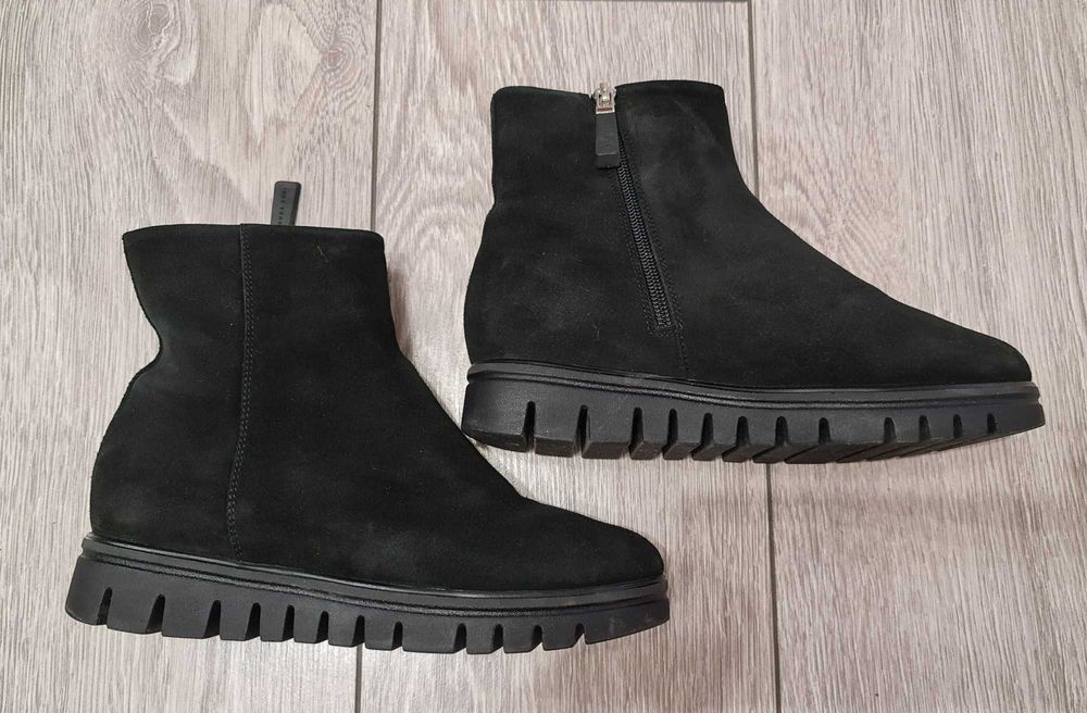 Botine Anna Cori, piele intoarsa, negre, nr 36