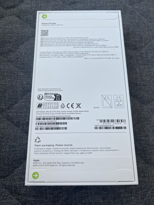 IPhone 17 Pro Max 5G, 512GB, Nou Sigilat Cosmic Orange