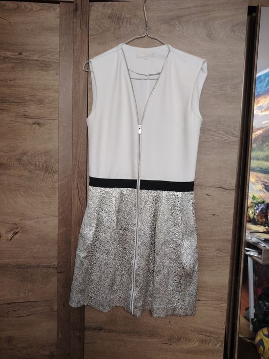 Rochie eleganta alb argintiu