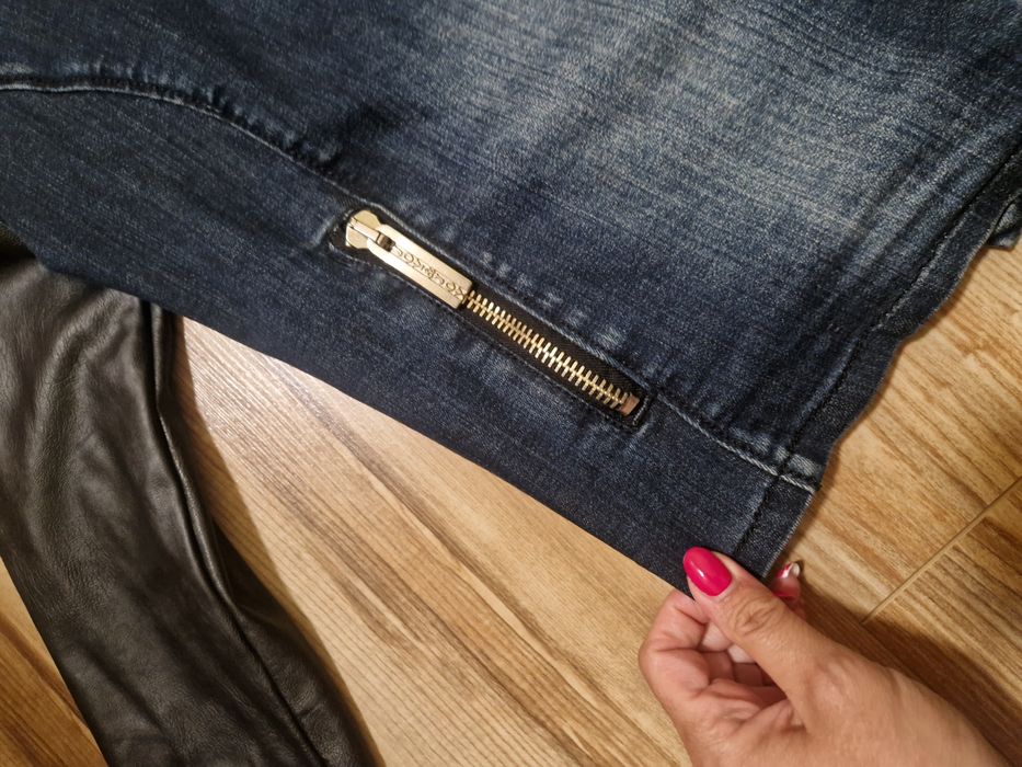 Дънково яке с кожени ръкави-м размер