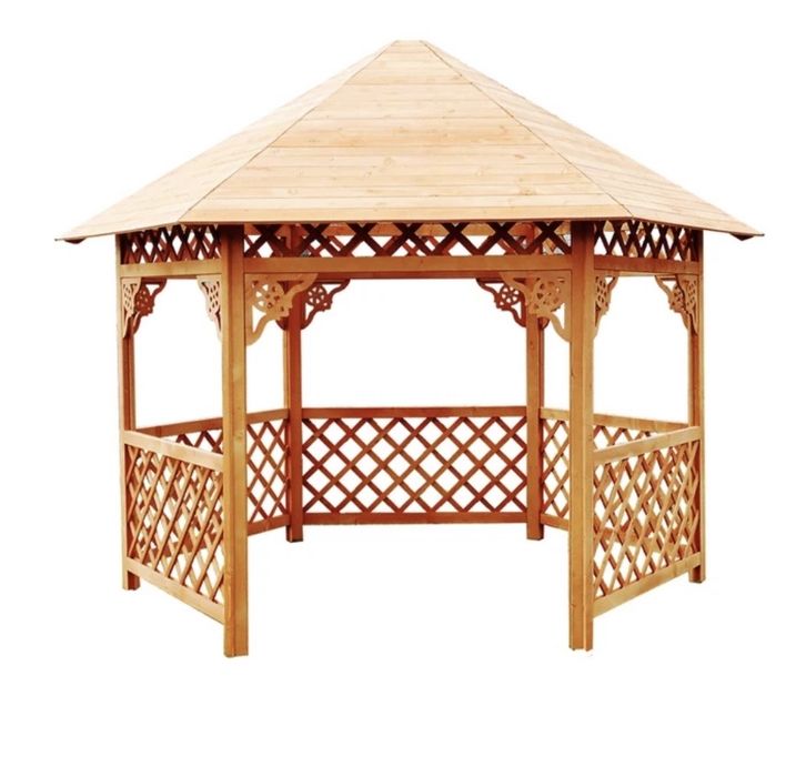 Foișor lemn hexagonal 3.5x4m NOU Dedeman – nemontat