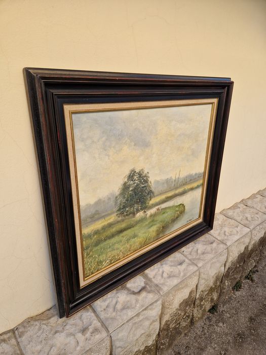 Прекрасна антикварна холандска картина масло върху платно