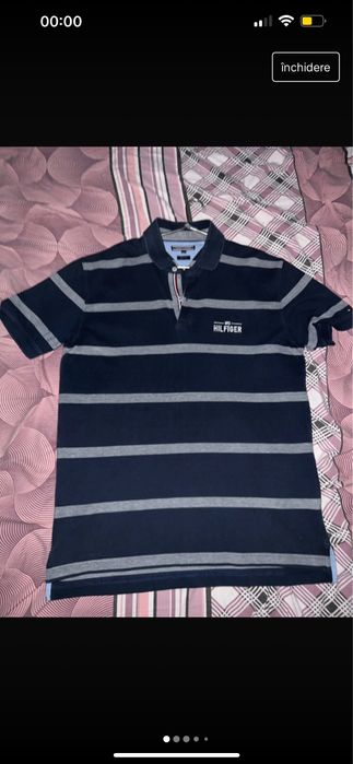 Tricou Tommy Hilfiger bleumarin cu dungi