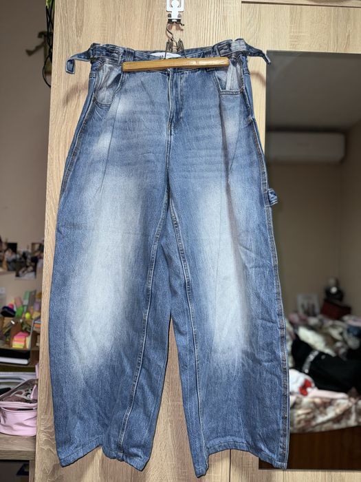 Дънки bershka baggy тип балон ballon с регулируема талия бершка