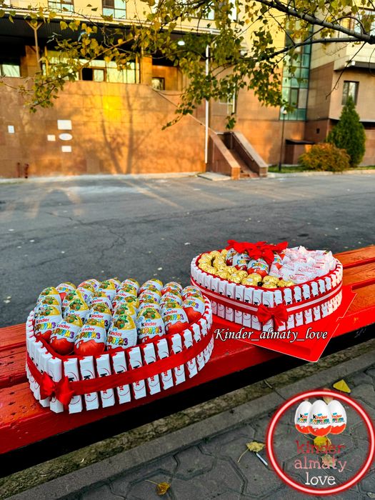 Подарок девушке, киндер, киндер торт, сладкий бокс