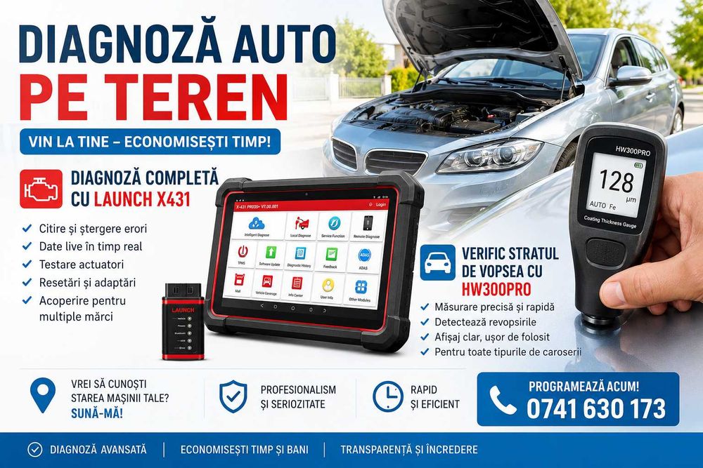 Servicii diagnoza auto. Tester auto / Diagnoza auto si tester auto pe teren. Toata gama auto.