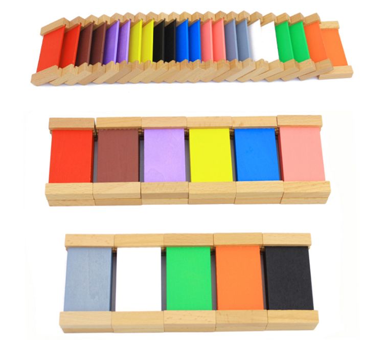 Монтесори цветни сензорни кутии 3бр. ПЪЛЕН КОМПЛЕКТ