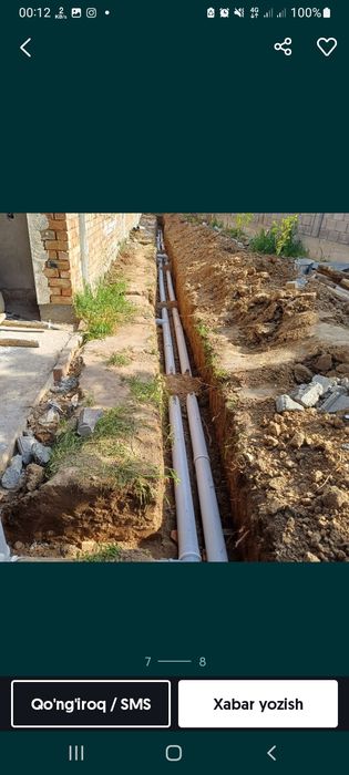 Ura урачи Transheya kanalizatsiya turubasini tortamiz