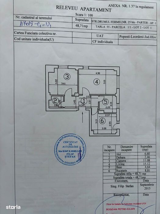 Proprietar vând apartament 2 camere cu curte proprie 113 mp