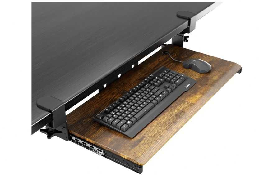 Suport Tastatura Birou, Negru/Maro Lemn, NOU