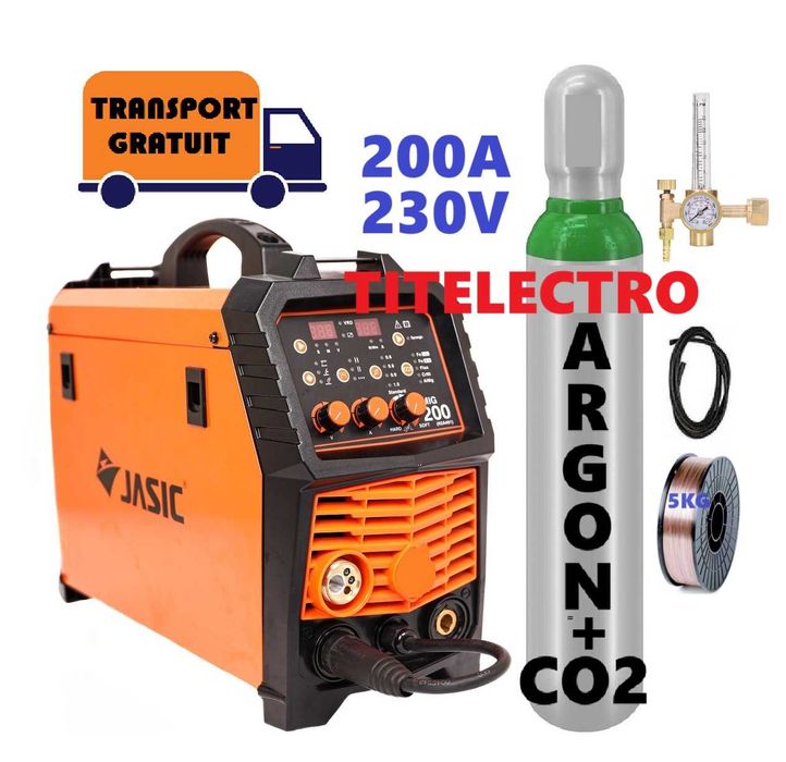 Aparat sudura MIG 200 Premium + butelie argon CO2 + reductor cu bila